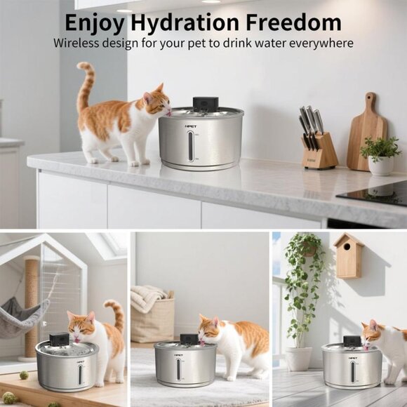 NPET Cordless Cat Water Fountain Stainless Steel, 1Gallon/135oz (NWT) - Picture 7 of 9
